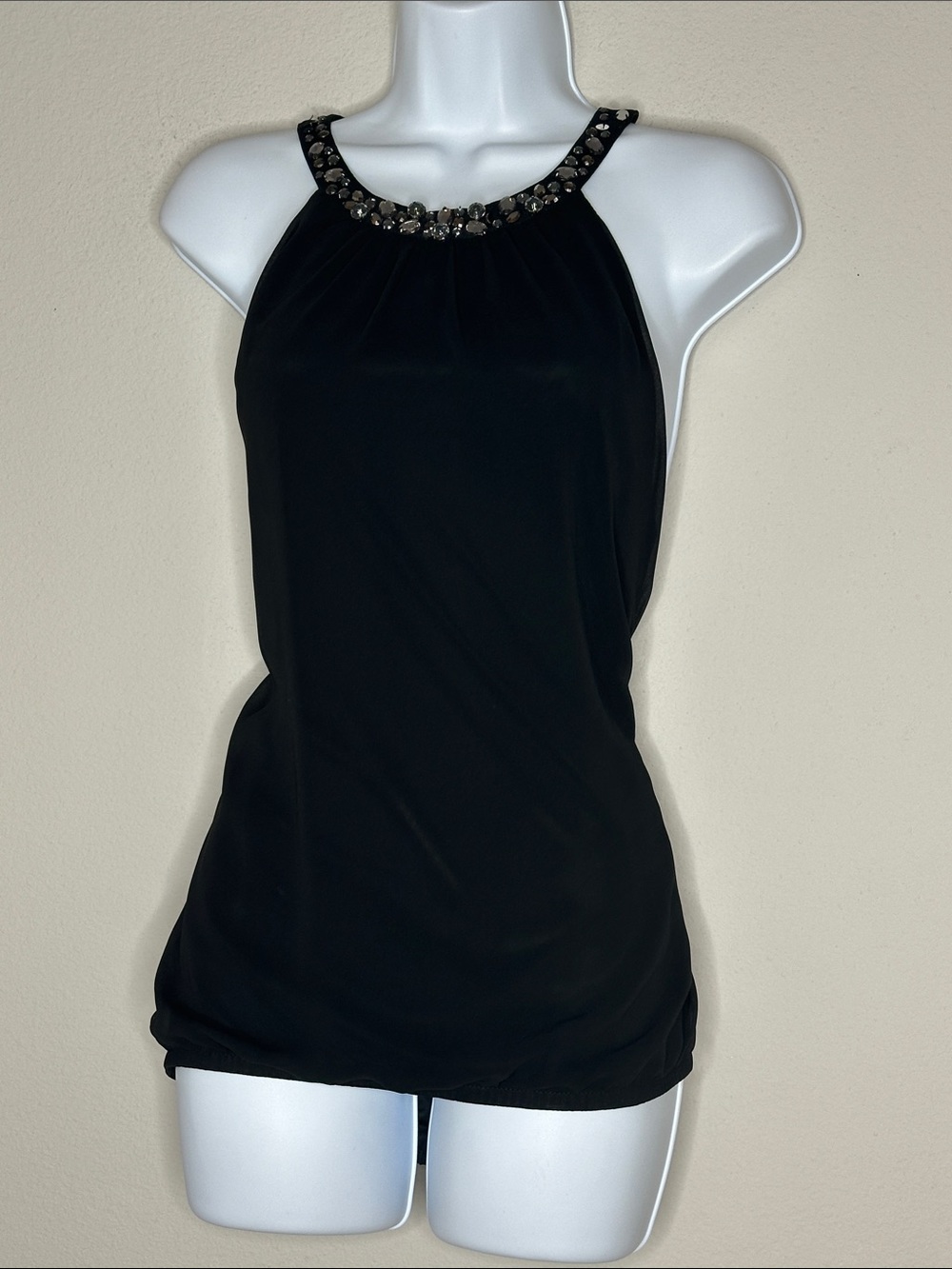 Express Black Jeweled Halter Camisole